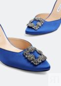 Мюли MANOLO BLAHNIK Hangisimu mules, синий 100014-RBLU-STN-70 | Blue фото 3