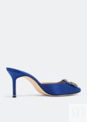 Мюли MANOLO BLAHNIK Hangisimu mules, синий 100014-RBLU-STN-70 | Blue фото 4