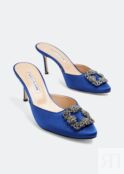 Мюли MANOLO BLAHNIK Hangisimu mules, синий 100014-RBLU-STN-70 | Blue фото 5