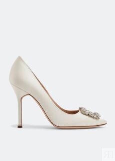 Атласные туфли MANOLO BLAHNIK Hangisi satin pumps, белый