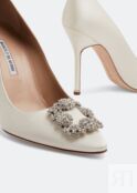 Атласные туфли MANOLO BLAHNIK Hangisi satin pumps, белый