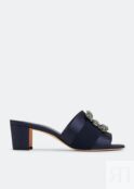 Мюли MANOLO BLAHNIK Martamod mules, синий 100407-NVY-STN-50 | Blue фото 1