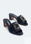 Мюли MANOLO BLAHNIK Martamod mules, синий 100407-NVY-STN-50 | Blue фото 5