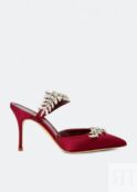 Мюли MANOLO BLAHNIK Lurum satin mules, бордовый 100017-BUR-90 | Burgundy фото 1