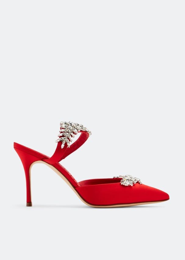 Мюли MANOLO BLAHNIK Lurum satin mules, красный