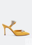 Мюли MANOLO BLAHNIK Lurum satin mules, желтый 100017-YEL-90 | Yellow фото 1