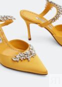 Мюли MANOLO BLAHNIK Lurum satin mules, желтый 100017-YEL-90 | Yellow фото 3