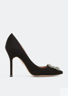 Атласные туфли MANOLO BLAHNIK Hangisi satin pumps, черный