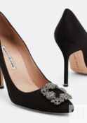 Атласные туфли MANOLO BLAHNIK Hangisi satin pumps, черный