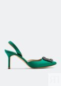 Туфли MANOLO BLAHNIK Hangisli slingback pumps, зеленый