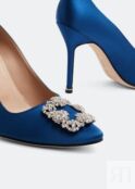 Атласные туфли MANOLO BLAHNIK Hangisi satin pumps, синий