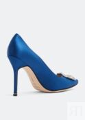 Атласные туфли MANOLO BLAHNIK Hangisi satin pumps, синий