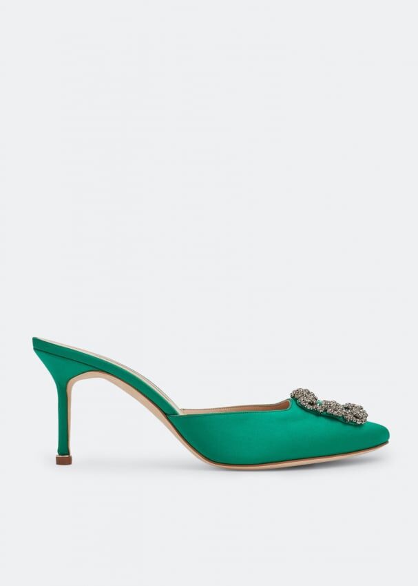 Мюли MANOLO BLAHNIK Hangisimu mules , зеленый 100014-EGRN-70 | Green фото 1