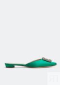 Мюли MANOLO BLAHNIK Hangisimu mules, зеленый 100367-EGRN-10 | Green фото 1