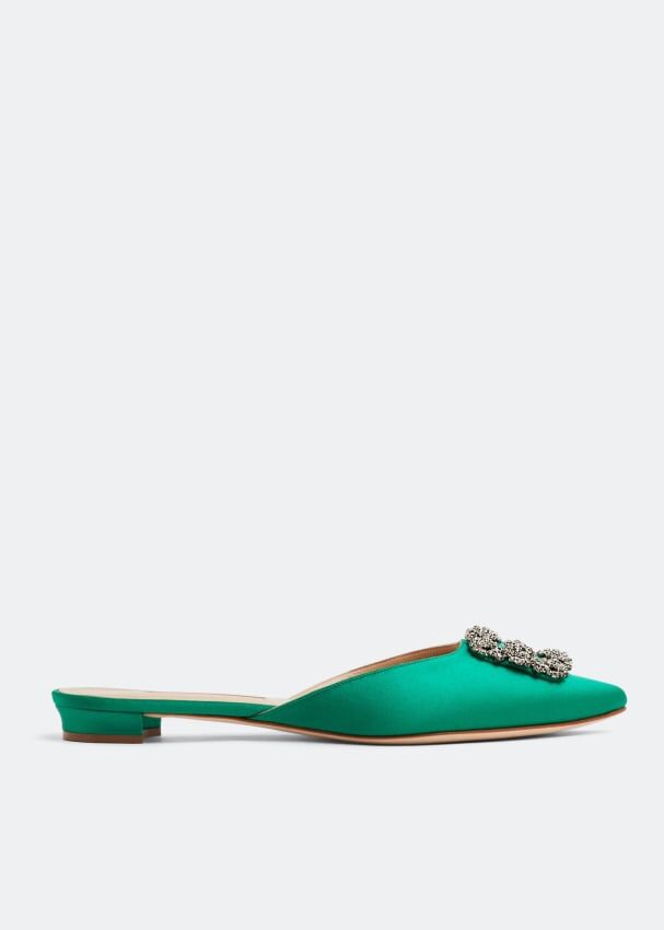 Мюли MANOLO BLAHNIK Hangisimu mules, зеленый 100367-EGRN-10 | Green фото 1