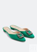 Мюли MANOLO BLAHNIK Hangisimu mules, зеленый 100367-EGRN-10 | Green фото 5