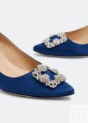 Атласные туфли MANOLO BLAHNIK Hangisi satin pumps, синий