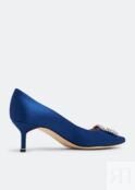 Атласные туфли MANOLO BLAHNIK Hangisi satin pumps, синий