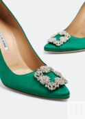 Атласные туфли MANOLO BLAHNIK Hangisi satin pumps, зеленый