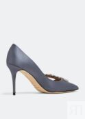 Атласные туфли MANOLO BLAHNIK Nadira satin pumps, серый