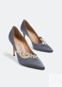 Атласные туфли MANOLO BLAHNIK Nadira satin pumps, серый