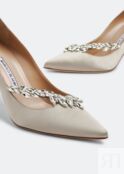 Атласные туфли MANOLO BLAHNIK Nadira satin pumps, серый