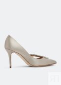 Атласные туфли MANOLO BLAHNIK Nadira satin pumps, серый