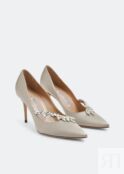 Атласные туфли MANOLO BLAHNIK Nadira satin pumps, серый