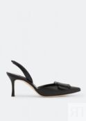 Туфли MANOLO BLAHNIK Maysli slingback pumps, черный 100400-BLK-70 | Black фото 1