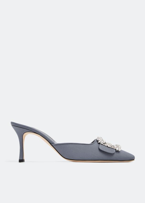 Мюли MANOLO BLAHNIK Maysale jewel mules, серый 100271-DGRY-CRP-70 | Grey фото 1