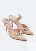 Мюли MANOLO BLAHNIK Lurum satin mules, бежевый