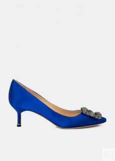 Атласные туфли MANOLO BLAHNIK Hangisi satin pumps, синий