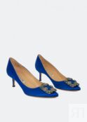 Атласные туфли MANOLO BLAHNIK Hangisi satin pumps, синий