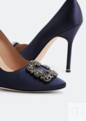 Атласные туфли MANOLO BLAHNIK Hangisi satin pumps, синий