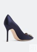 Атласные туфли MANOLO BLAHNIK Hangisi satin pumps, синий