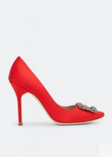 Атласные туфли MANOLO BLAHNIK Hangisi satin pumps, красный