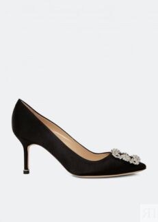 Атласные туфли MANOLO BLAHNIK Hangisi satin pumps, черный