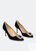 Атласные туфли MANOLO BLAHNIK Hangisi satin pumps, черный