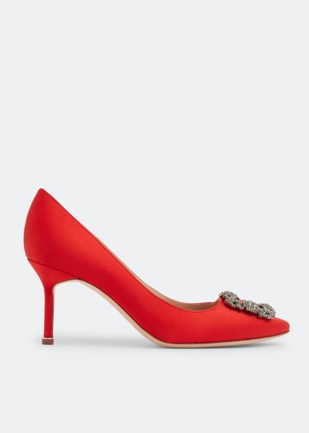 Атласные туфли MANOLO BLAHNIK Hangisi satin pumps, красный