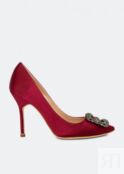 Атласные туфли MANOLO BLAHNIK Hangisi satin pumps, бордовый