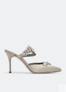 Мюли MANOLO BLAHNIK Lurum satin mules, серый