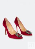 Атласные туфли MANOLO BLAHNIK Hangisi satin pumps, бордовый