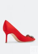 Атласные туфли MANOLO BLAHNIK Hangisi satin pumps, красный