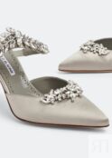 Мюли MANOLO BLAHNIK Lurum satin mules, серый