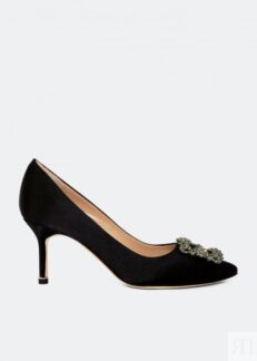 Атласные туфли MANOLO BLAHNIK Hangisi satin pumps, черный