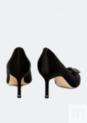 Атласные туфли MANOLO BLAHNIK Hangisi satin pumps, черный