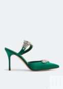 Мюли MANOLO BLAHNIK Lurum satin mules, зеленый