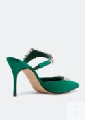 Мюли MANOLO BLAHNIK Lurum satin mules, зеленый