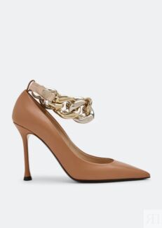 Туфли NO.21 Chunky chain-embellished pumps, бежевый