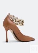 Туфли NO.21 Chunky chain-embellished pumps, бежевый 22ECPXNV13076-X003 | Beige фото 4